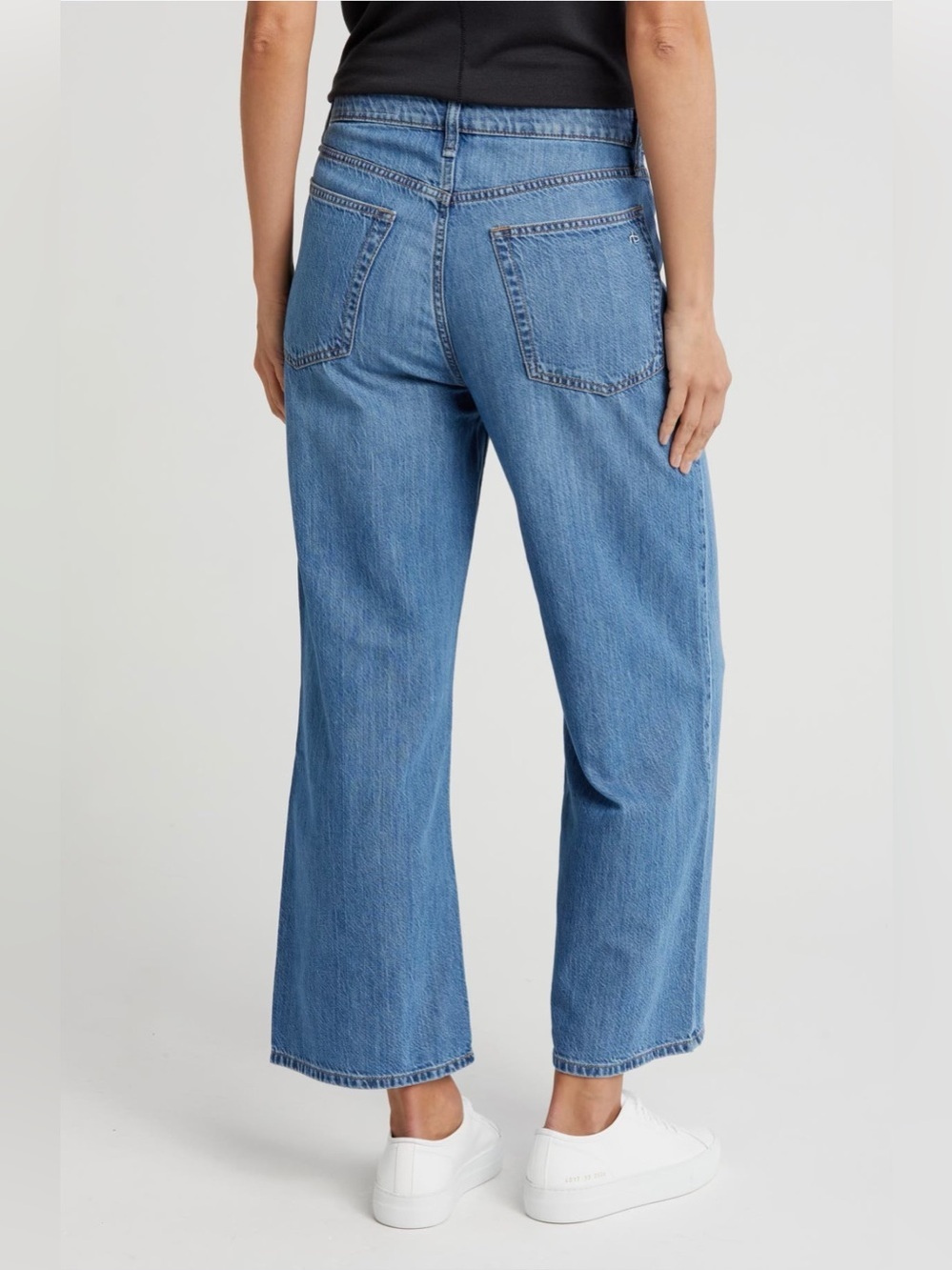 Rag & Bone Lori Mid Rise Crop Wide Leg Jeans Medium Wash Denim Size 29 - Picture 2 of 8